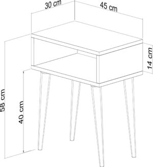 Soof & Tess Delon Nachttisch - Beistelltisch - Modern - Holz - Weiß / Braun - 35x45x58