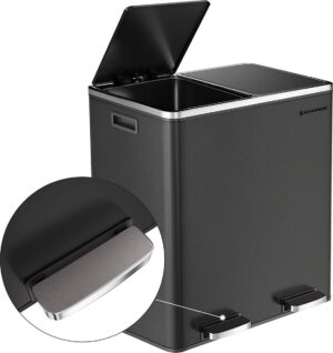 Abfalleimer - Abfalleimer mit 2 Fächern - Papierkorb - 2x30 L - Schwarz