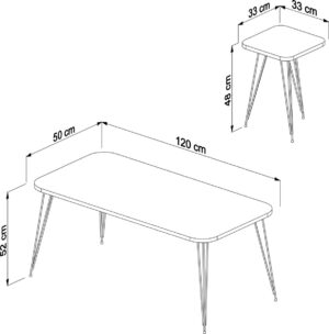 Soof&Tess Lotus 4 +1 Couchtisch - Couchtische rechteckig - Mit 4 Beistelltisch - Couchtisch industrial set of 5