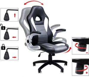 Soof&Tess - Bürostuhl - Bequemer Computerstuhl - höhenverstellbar - klappbare Armlehne - Schwarz