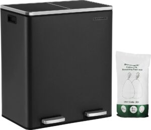 Abfalleimer - Abfalleimer mit 2 Fächern - Papierkorb - 2x30 L - Schwarz