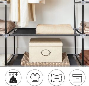 SONGMICS Kleiderschrank - Kleiderschrank - Klappbarer Kleiderschrank - 6 Einlegeböden - Kleiderstange inklusive - Kleiderschrank mit wasserdichter Abdeckung - Schmaler Aufbewahrungsschrank - Hängt Kleidung bis zu 15 kg auf - 150 x 45 x 175 cm - Schwarz