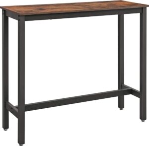 Parya Stehtisch schmal, Küchentisch, Arbeitsplatte, rechteckiger Stehtisch, stabiles Metallgestell, 120 x 40 x 100 cm, einfache Konstruktion, Industriedesign, vintage, dunkelbraun
