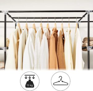 SONGMICS Kleiderschrank - Kleiderschrank - Klappbarer Kleiderschrank - 6 Einlegeböden - Kleiderstange inklusive - Kleiderschrank mit wasserdichter Abdeckung - Schmaler Aufbewahrungsschrank - Hängt Kleidung bis zu 15 kg auf - 150 x 45 x 175 cm - Schwarz