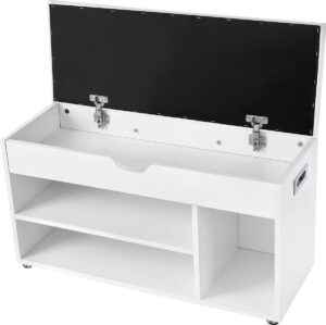 Soof & Tess Schoenbank met zitkussen - Schoenenrek - Opbergruimte onder de zitting - gangmeubels - 3 vakken - Schoenenkast - 150 kg draagvermogen - 80 x 30 x 44 cm