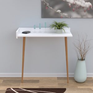 Soof & Tess Bruno Wandtisch - Beistelltisch - Mit 2 Töpfen - Holz - Wandgestell - Industriell - Weiß/Braun