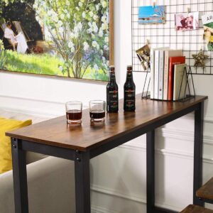 Parya Stehtisch schmal, Küchentisch, Arbeitsplatte, rechteckiger Stehtisch, stabiles Metallgestell, 120 x 40 x 100 cm, einfache Konstruktion, Industriedesign, vintage, dunkelbraun