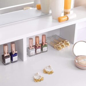 Casabella - Schminktisch mit rechteckigem Spiegel und 2 Schubladen, Kosmetiktisch mit 3 offenen Fächern, Schminktisch, für Make-up, modern, weiß RDT113W01