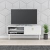Soph&Tess - Industrielle TV-Möbel - TV-Schrank mit Regal - Geeignet für 55-Zoll-TV - Moderne TV-Möbel - Weiß - 120 x 30 x 50 cm