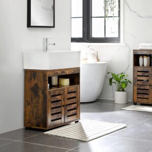 Soof&Tess Badezimmerschrank - Waschbeckenschrank - Waschbeckenunterschrank - 60 x 30 x 63 - Braun