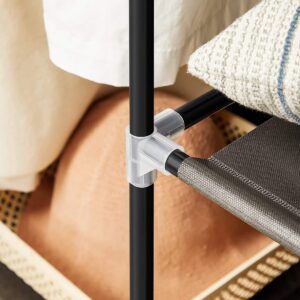 SONGMICS Kleiderschrank - Kleiderschrank - Klappbarer Kleiderschrank - 6 Einlegeböden - Kleiderstange inklusive - Kleiderschrank mit wasserdichter Abdeckung - Schmaler Aufbewahrungsschrank - Hängt Kleidung bis zu 15 kg auf - 150 x 45 x 175 cm - Schwarz