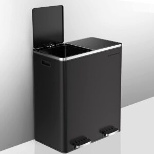 Abfalleimer - Abfalleimer mit 2 Fächern - Papierkorb - 2x30 L - Schwarz