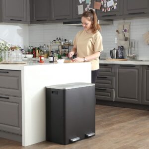 Abfalleimer - Abfalleimer mit 2 Fächern - Papierkorb - 2x30 L - Schwarz