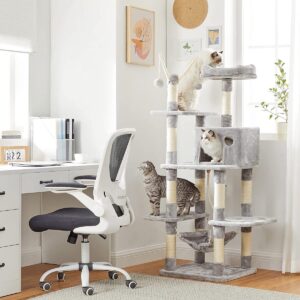 Kratzbaum - Kletterbaum - 154 cm - Hängematte - Wachturm - Hellgrau