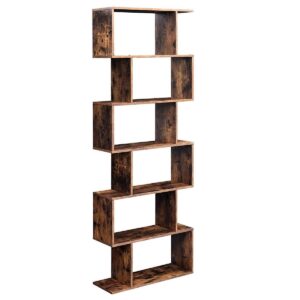 Bücherregal mit offenen Regalen - Bücherregal oder Schrank für Bücher und Pflanzen mit 6 Fächern - 190,5 cm hoch - Vintage Braun