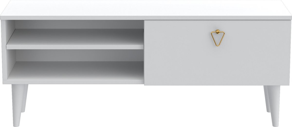 Soph&Tess – Industrielle TV-Möbel – TV-Schrank mit Regal – Geeignet für 55-Zoll-TV – Moderne TV-Möbel – Weiß – 120 x 30 x 50 cm 4 Soph&Tess - Industrielle TV-Möbel - TV-Schrank mit Regal - Geeignet für 55-Zoll-TV - Moderne TV-Möbel - Weiß - 120 x 30 x 50 cm