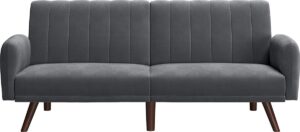 Soof & Tess Schlafsofa - Schlafsofa - Samtbezug - Massivholzbeine - 195 x 88 x 78 cm - Grau