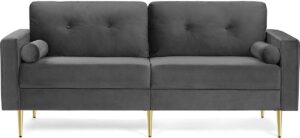 Soof & Tess 3-Sitzer Sofa - modern - Wohnzimmersofa - Metallrahmen - Holzbeine - grau - 190 x 82 x 84