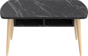 Soph&Tess Aura Couchtisch - Beistelltisch - Couchtisch - Wohnzimmertisch - 50 x 90 x 42 cm - Schwarz / Braun - Marmoroptik
