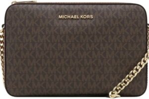 Michael Kors Jet Set Large East West Saffiano Leder Crossbody Bag Handtasche [Braun Signature]