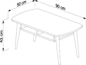 Soph&Tess Aura Couchtisch - Beistelltisch - Couchtisch - Wohnzimmertisch - 50 x 90 x 42 cm - Schwarz / Braun - Marmoroptik