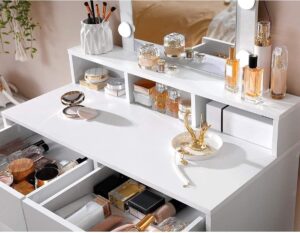 Soof & Tess - Schminktisch mit Beleuchtung & 2 Schubladen - Styling-Tisch für Beauty & Make-up - Professionelle Kosmetikaufbewahrung & Organisation - Hochwertige Verarbeitung