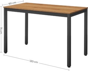 Soof & Tess Schreibtisch Eiche - Computertisch Schwarz/Honigbraun - Schreibtische 120 x 76 x 60