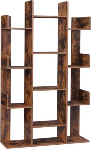Soof&Tess - Großes Bücherregal mit 13 Fächern - 86 x 25 x 140 cm - Braun - Platz für viele Bücher - Abgeschlossene Kanten