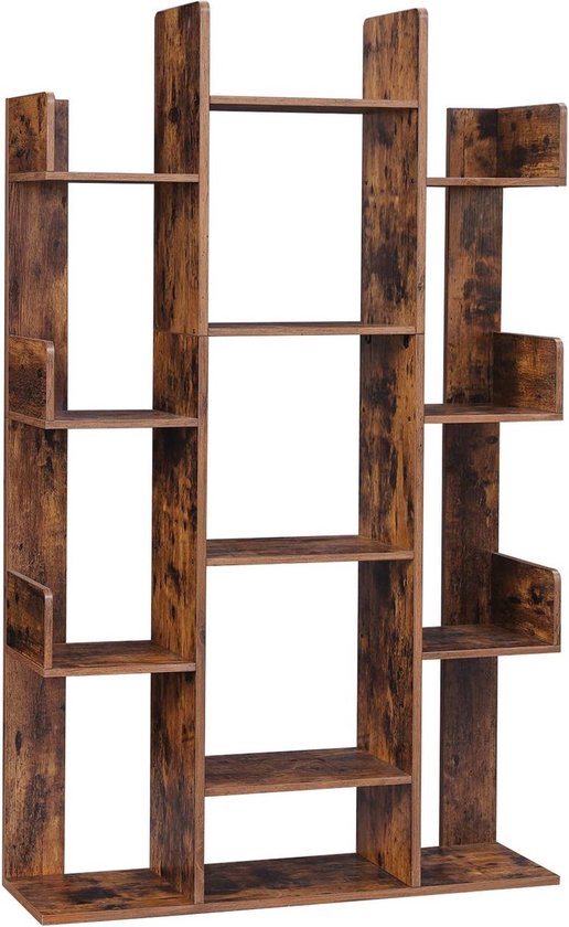 Soof&Tess - Großes Bücherregal mit 13 Fächern - 86 x 25 x 140 cm - Braun - Platz für viele Bücher - Abgeschlossene Kanten 1 Soof&Tess - Großes Bücherregal mit 13 Fächern - 86 x 25 x 140 cm - Braun - Platz für viele Bücher - Abgeschlossene Kanten