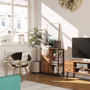 Vintage Schrank - Aufbewahrungsschrank mit Türen - Mit mehreren Einlegeböden - Wohnzimmer - Esszimmer - Büro - Küche - Holzschrank mit Tür - Sideboard - Holz - Stahl - LSC64BX