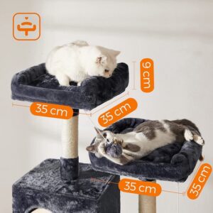 Katzenkratzbaum für Katzen - Kratzbaum - Mit 2 Aussichtsplattformen - Grau