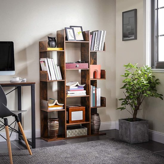 Soof&Tess – Großes Bücherregal mit 13 Fächern – 86 x 25 x 140 cm – Braun – Platz für viele Bücher – Abgeschlossene Kanten 4 Soof&Tess - Großes Bücherregal mit 13 Fächern - 86 x 25 x 140 cm - Braun - Platz für viele Bücher - Abgeschlossene Kanten