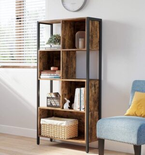 Soof & Tess - Bücherregal - Kleiderschrank - Industriell - Vintage - Holz - Metall - Braun/schwarz - 74x29.6x154.5