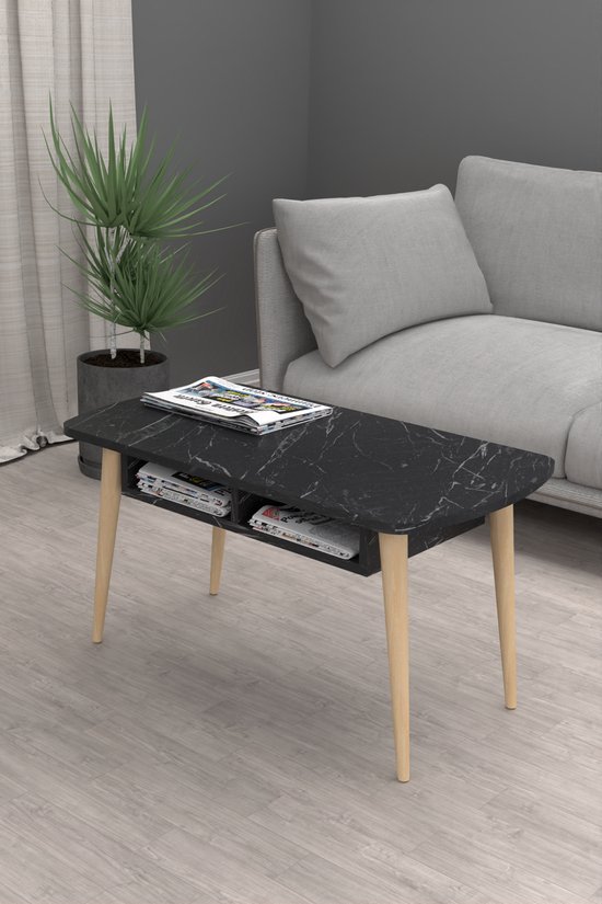 Soph&Tess Aura Couchtisch - Beistelltisch - Couchtisch - Wohnzimmertisch - 50 x 90 x 42 cm - Schwarz / Braun - Marmoroptik 1 Soph&Tess Aura Couchtisch - Beistelltisch - Couchtisch - Wohnzimmertisch - 50 x 90 x 42 cm - Schwarz / Braun - Marmoroptik