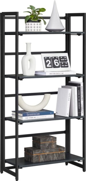 BM Living - Vintage Kleiderschrank mit 4 Fachböden - Mehrzweck-Bücherregale