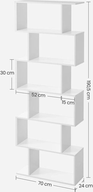 Soof & Tess - Bücherregal aus Holz - 6 Etagen - Standard Regal - Freistehendes Bücherregal - Bücherregale