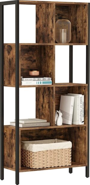 Soof & Tess - Bücherregal - Kleiderschrank - Industriell - Vintage - Holz - Metall - Braun/schwarz - 74x29.6x154.5
