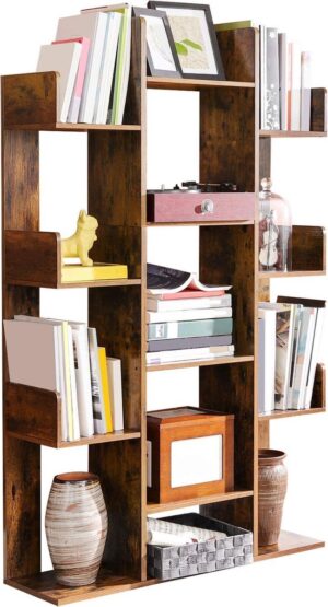 Soof&Tess - Großes Bücherregal mit 13 Fächern - 86 x 25 x 140 cm - Braun - Platz für viele Bücher - Abgeschlossene Kanten