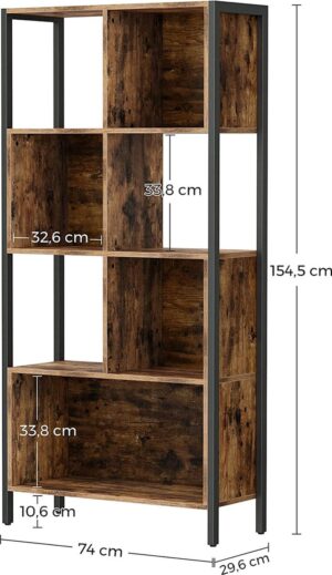 Soof & Tess - Bücherregal - Kleiderschrank - Industriell - Vintage - Holz - Metall - Braun/schwarz - 74x29.6x154.5