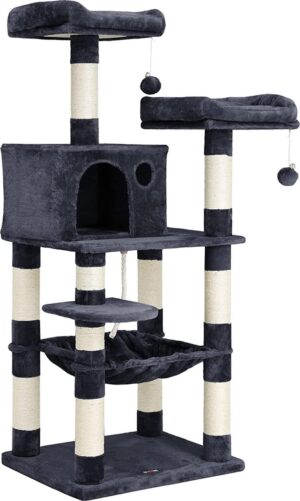 Katzenkratzbaum für Katzen - Kratzbaum - Mit 2 Aussichtsplattformen - Grau