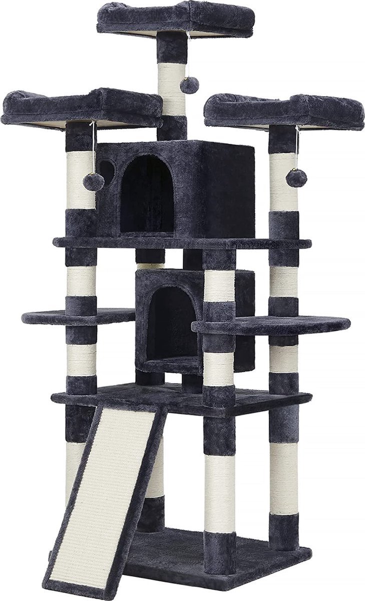 Soof&Tess - Katzenkratzbaum - Kratzbaum - Dunkelgrau - 60 x 55 x 172 cm 1 Soof&Tess - Katzenkratzbaum - Kratzbaum - Dunkelgrau - 60 x 55 x 172 cm