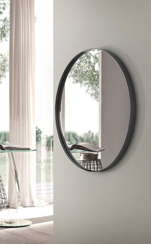 Soph&Tess Spiegel - Luxus-Spiegel - Badezimmer-Spiegel - Modern - Schwarz - Rund - Ø 61 cm
