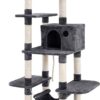 Katzenkratzbaum für Katzen - Kletterstange - Sisal - Katzentoilette XXL Extra Large 154 cm - Aussichtsplattform - Hängematte und Grotte - Rauchgrau - PCT86G
