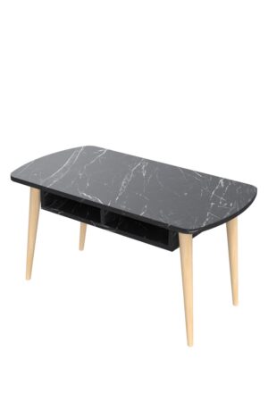Soph&Tess Aura Couchtisch - Beistelltisch - Couchtisch - Wohnzimmertisch - 50 x 90 x 42 cm - Schwarz / Braun - Marmoroptik