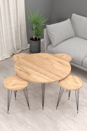 Soof&Tess 4 +1 Couchtisch - Couchtische rund - Mit 4 runden Beistelltisch - Couchtisch industrial set of 5