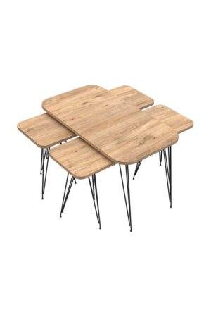 Soof&Tess Lotus 4 +1 Couchtisch - Couchtische rechteckig - Mit 4 Beistelltisch - Couchtisch industrial set of 5