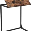 Beistelltisch, Laptoptisch mit verstellbarer Oberfläche, 55 x 35 x 66 cm, Sofatisch, Schreibtisch, Schlafzimmer, Wohnzimmer, einfache Konstruktion, Stahlgestell, Industriestil, vintage braun-schwarz LNT057B01