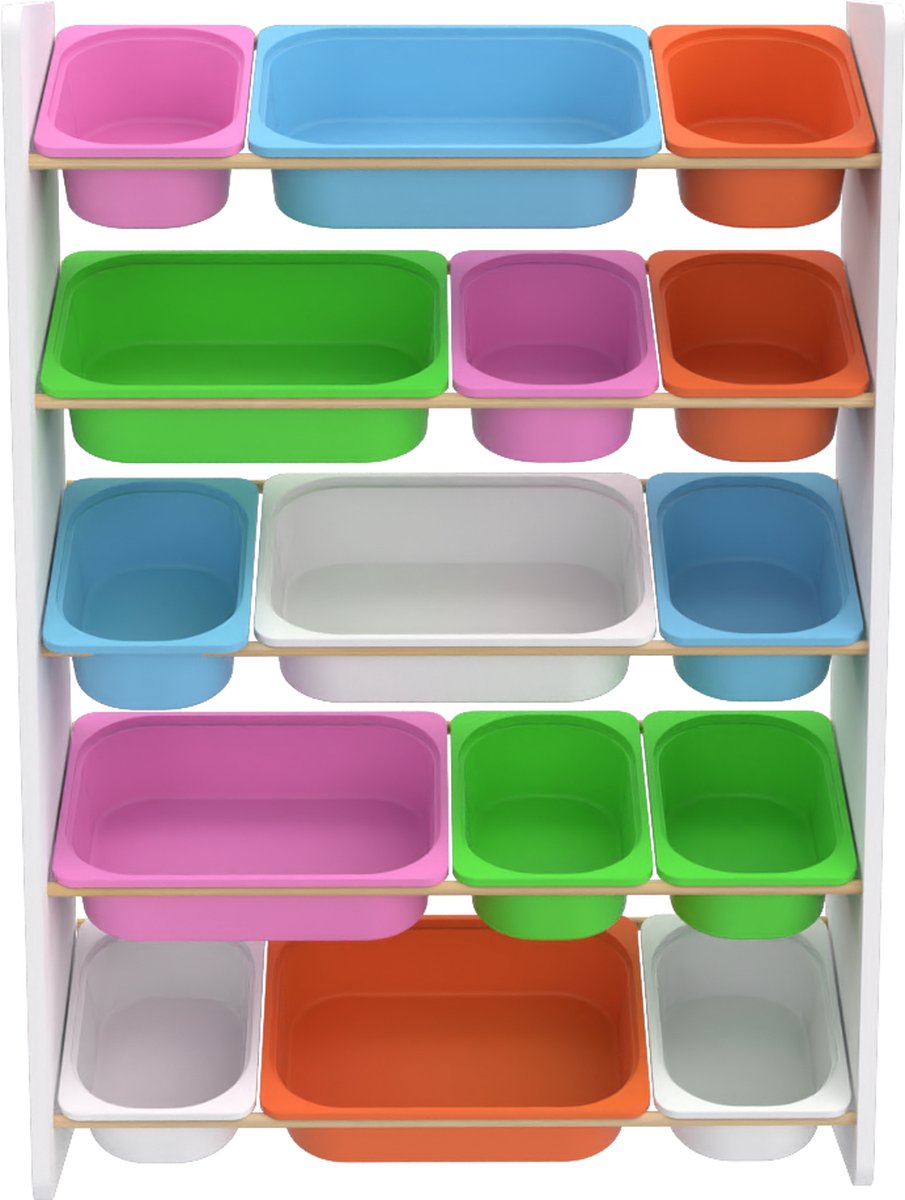 Soph&Tess Kinderschrank – Spielzeugschrank mit Truhen – farbig – Spielzeugtruhe 3 Soph&Tess Kinderschrank - Spielzeugschrank mit Truhen - farbig - Spielzeugtruhe