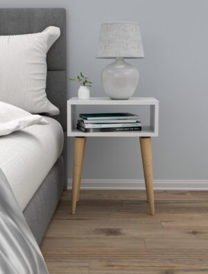 Soof & Tess Delon Nachttisch - Beistelltisch - Modern - Holz - Weiß / Braun - 35x45x58