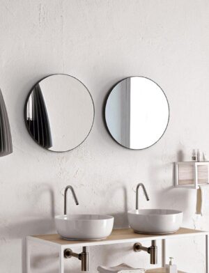 Soph&Tess Spiegel - Luxus-Spiegel - Badezimmer-Spiegel - Modern - Schwarz - Rund - Ø 61 cm